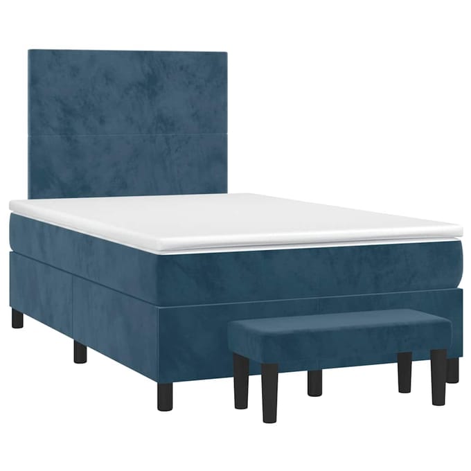 vidaXL - Boxspring - met - matras - fluweel - donkerblauw - 120x200 - cm