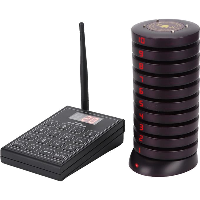 SU‑680 Draadloos Pager Systeem voor Restaurants, Wachtrij Oproepsysteem, Gast Pager Systeem AU PLUG black