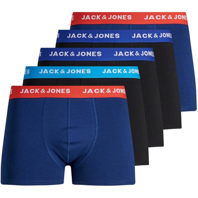 Jack & Jones Heren boxershorts trunks jaclee 5-pack blauw/zwart