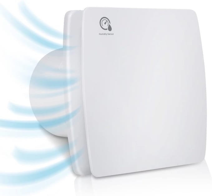 Badkamerventilator met Vochtsensor en Timer - 100 mm Wandventilator voor Badkamer, Toilet, Keuken