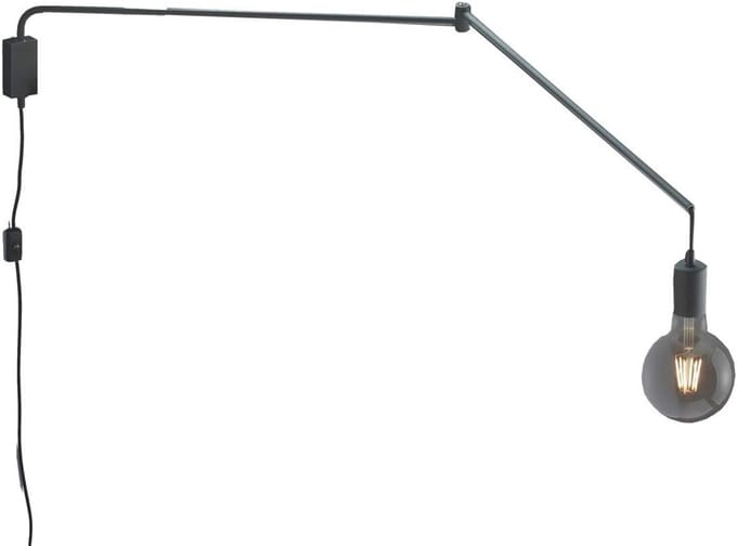 Rotatable LED Wandslamp met Flexibele Arm en Snoerschakelaar - Zwarte Metal