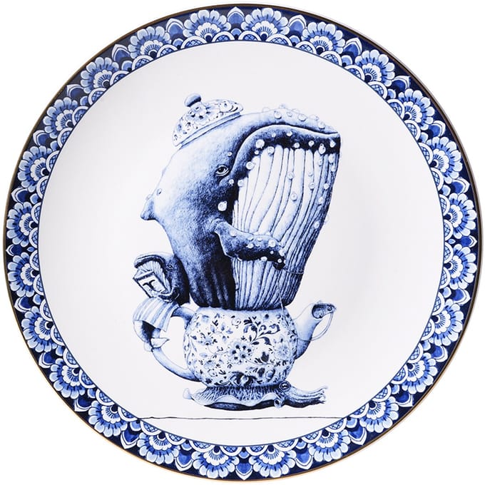 Heinen Delfts Blauw - Wandbord Redmer Hoekstra - Walvis - Keramiek - 31 cm