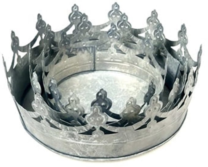 Kroon bakje metaal Set/3 Ø21x8cm