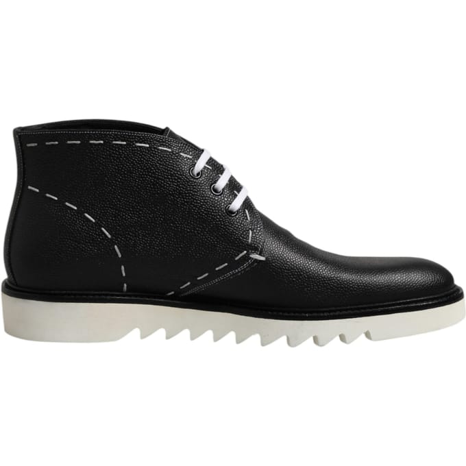 Dolce & Gabbana Zwarte Witte Leren Enkellaarzen Schoenen