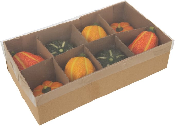 J-Line decoratie Pompoen - keramiek - mix - doos van 8