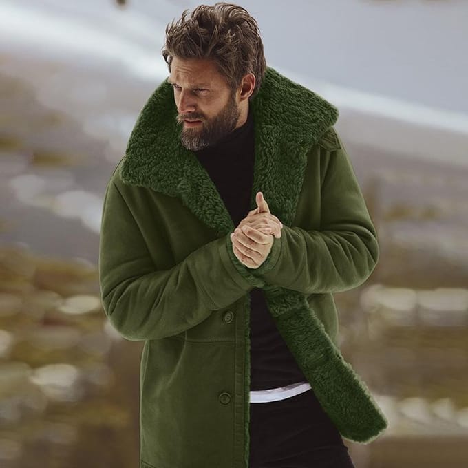Top Winterjas Warme Pluizige Jas Heren Overjas 3XL groen