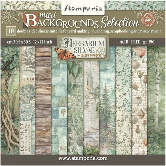 Stamperia - Herbarium Silvae 12x12 Inch Paper Pack Maxi Background Selection (SBBL180)