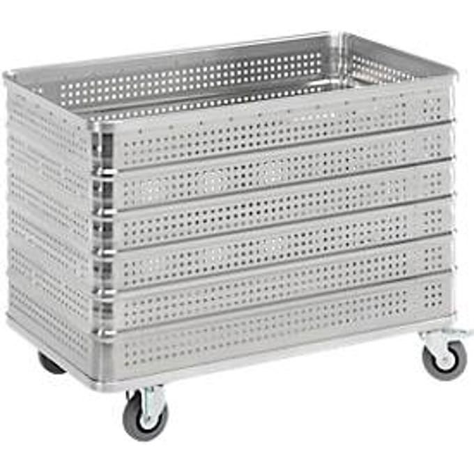 Aluminium transportwagen, zonder deksel, 430 l, geperforeerd