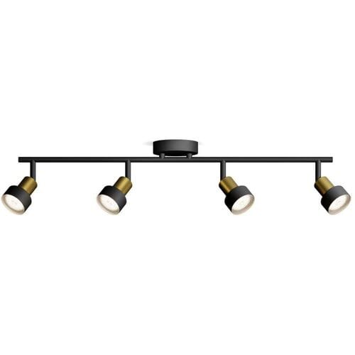 Philips Conduit Spot - Plafondspot met vier lichtpunten - Zwart met goud design - GU10 LED fitting