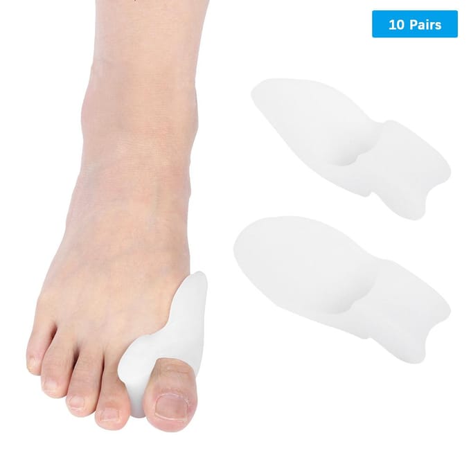 10 Paires Séparateur d'Orteils Réutilisable Silicone Souple Confortable Semelle Intérieure Correction Coussinet de Pied white