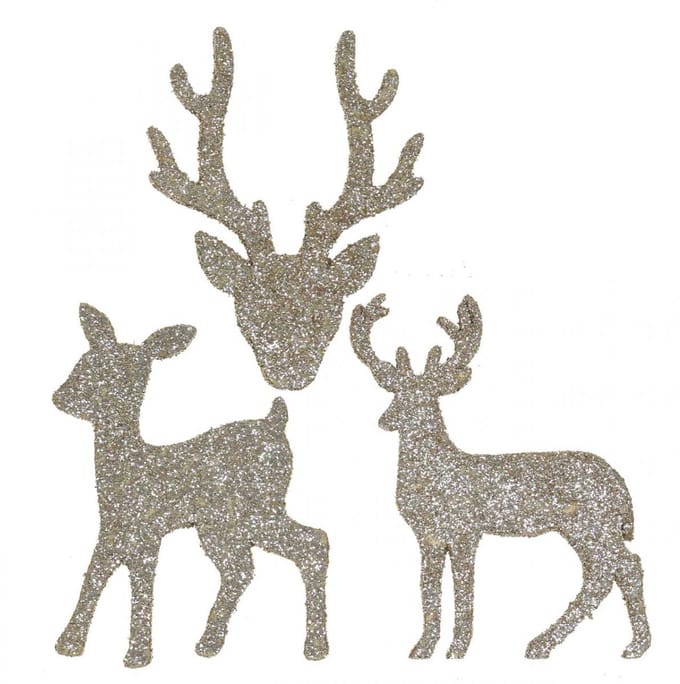 Strooidecoratie Kerst hertendecoratie goud glitter 6×8cm 24 st, 24 Stü