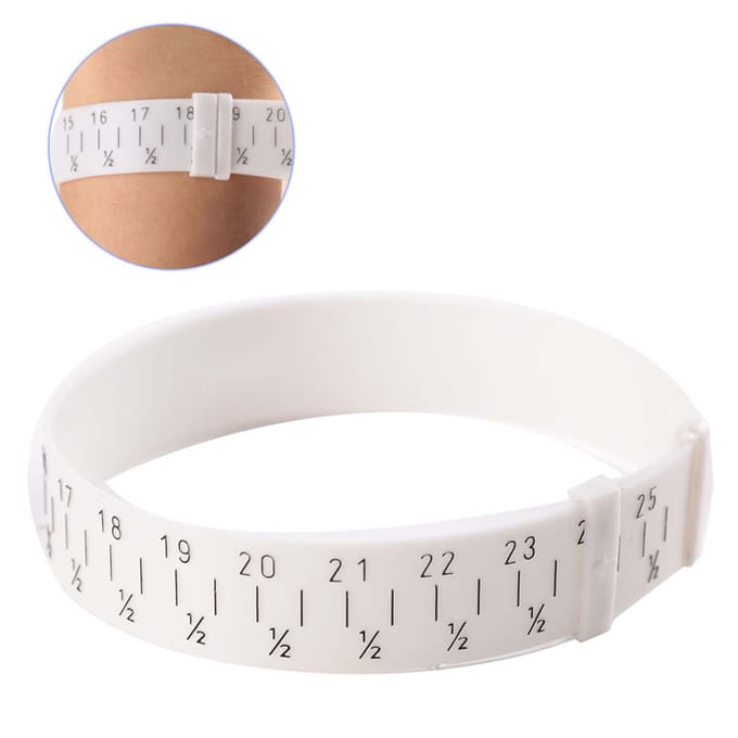 Jauge de bracelet en plastique pour jonc, mesureur de bijoux, outil de mesure de la taille du poignet 15-25 cm white