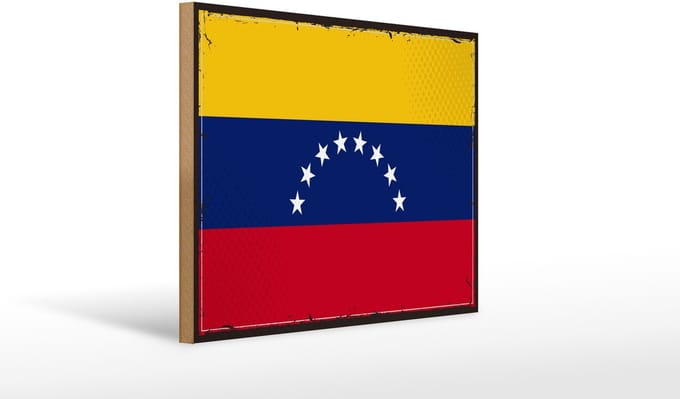 Holzschild Flagge Venezuelas 40x30cm Retro Flag Venezuela