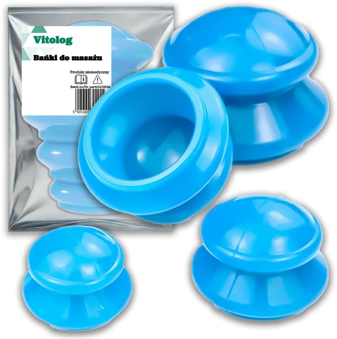 Vitolog Bańki - Massage Accessoire - Cellulitis Behandeling - 4 stuks - Blauw