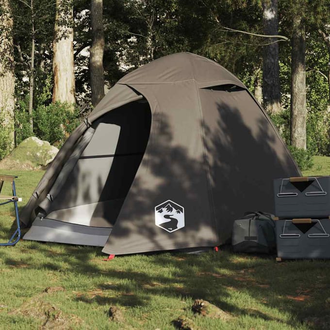 Vidaxl Tente de Camping, 2 Personnes, Dôme, Marron, Imperméable