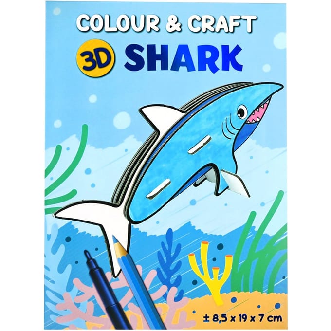 Kleur en knutsel je eigen 3D dier - Haai