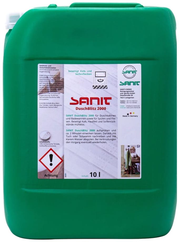 Douche reiniger 10 Liter, sanitair reiniger, badkamer reiniger, snel kalk verwijderen