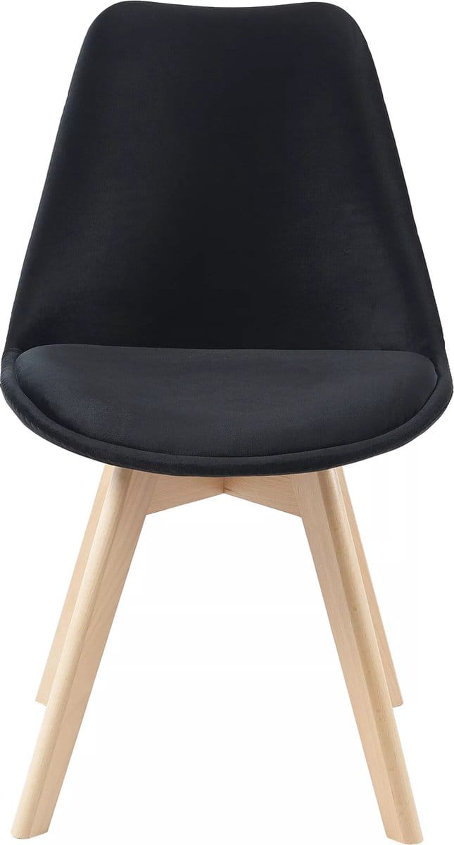 Vente-unique Set van 2 stoelen in fluweel en beuken - Zwart - JODY