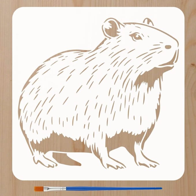 Cosensi - Dailygoods - Herbruikbare Capibara Schilderstencil met Verfkwast 30x30cm