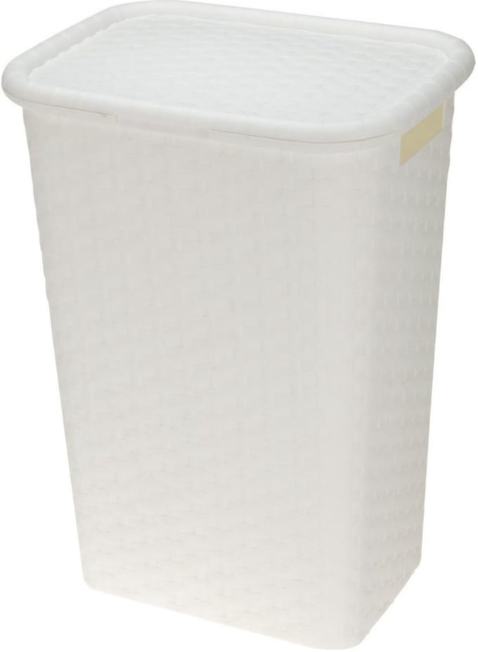 Benson Wasmand - rotan - met deksel - wit - 60 liter - 33 x 44 x 60 cm - kunststof