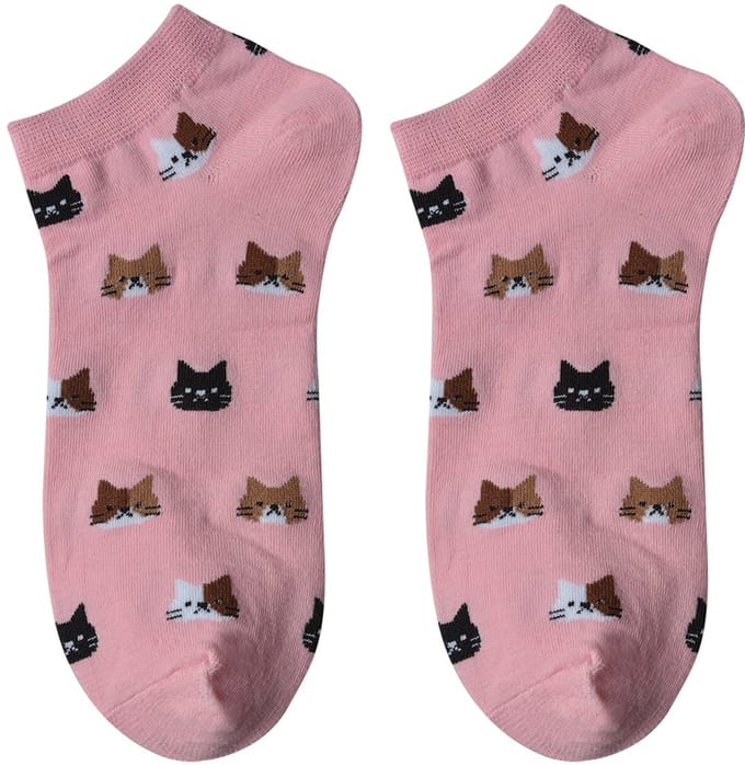 Clayre & Eef Grappige Sokken one size Roze Polyester Katten