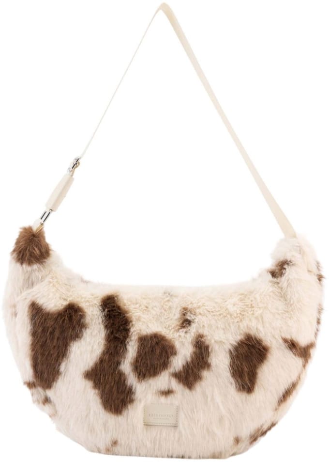 SEIDENFELT MANUFAKTUR schoudertas Norrlida Halfmoon Bag Cow White & Brown crème