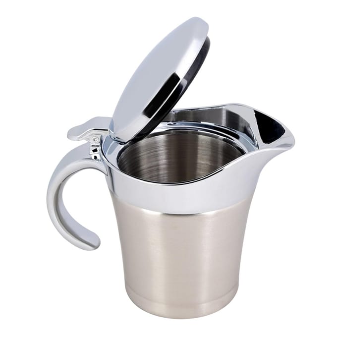 304 Roestvrij Staal Thermisch Geïsoleerde Dubbelwandige Saus Jus Boot Pot Serveerkannetje(S,450ml) white