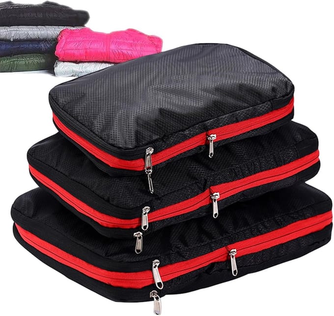Compressie Kubussen - Reisorganizers - Bagage Opslag - Waterdicht Ontwerp - 3 Stuks Set - Zwart