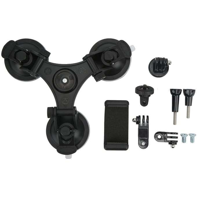Statief Zuignaphouder Sterke Adsorptie Auto Drievoudige Zuignapmontage voor Actiecamera's Mobiel black
