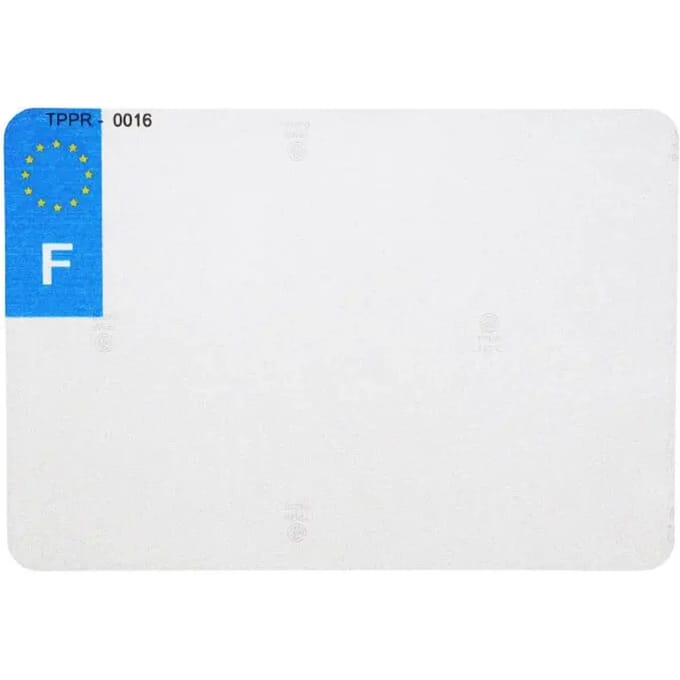 Blanco pvc nummerplaat strip logo f Top Plaq