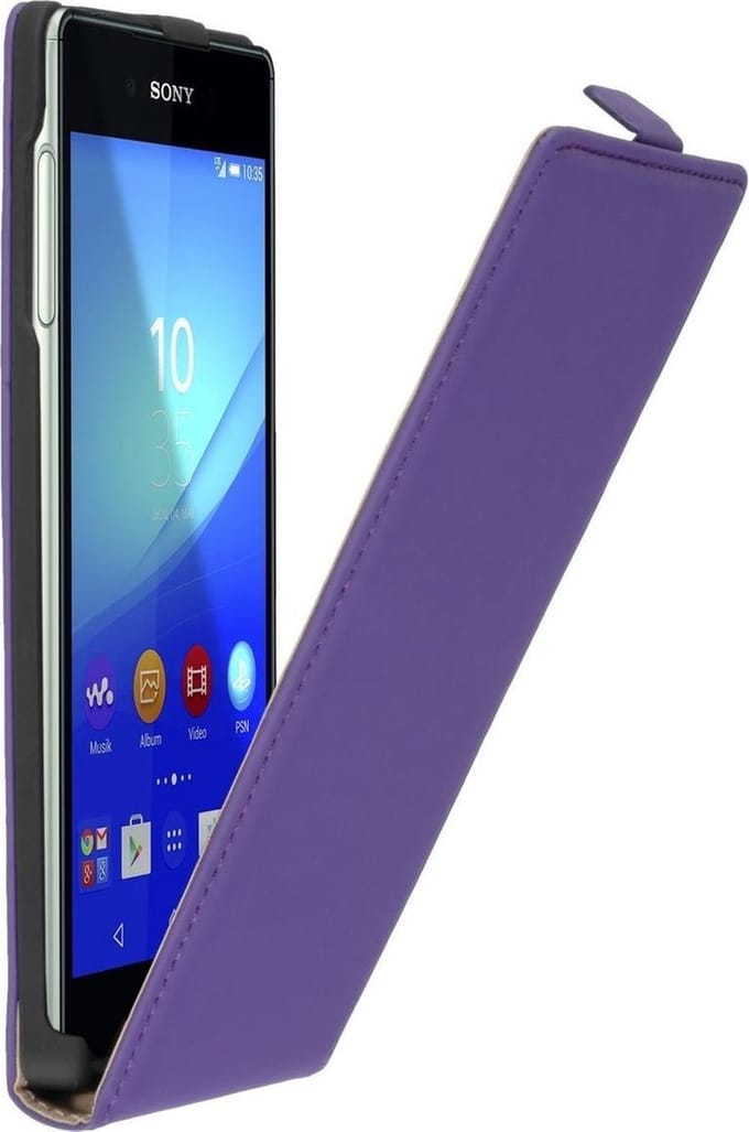 Paars premium leder flipcase Sony Xperia Z3 Plus / Z4 hoesje