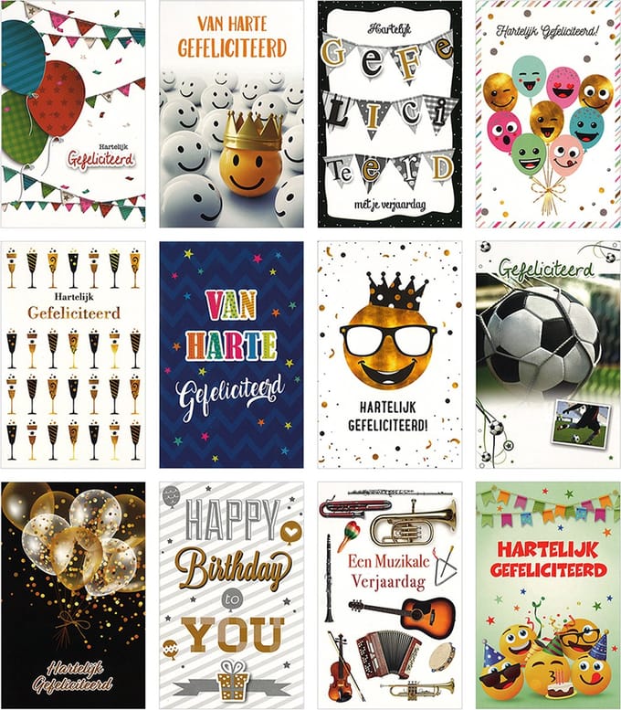 MGPcards - 12 wenskaarten met envelop - Gefeliciteerd