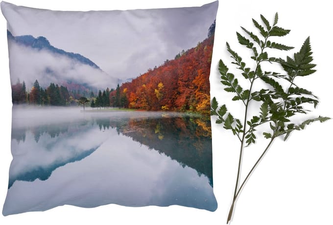 Sierkussens - Kussentjes Woonkamer - 60x60 cm - Herfst - Mist - Water - Landschap