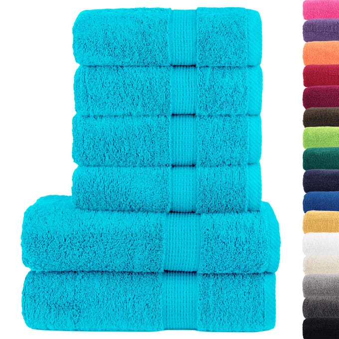 vidaXL - 6-delige - Handdoekenset - SOLUND - 600 - g/m² - turquoise