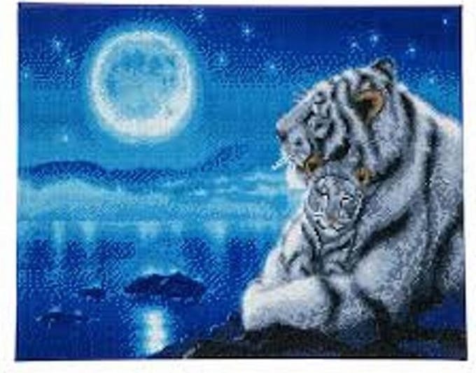 Diamond Painting Crystal Art Kit® Witte Tijgers - 40x50 cm
