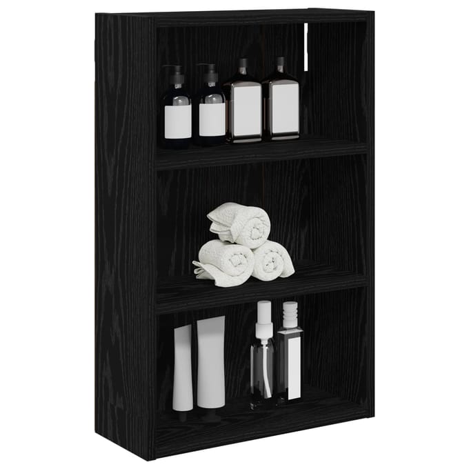 vidaXL - Badkamer - wandkast - Zwarte - Eik - 40 - x - 16 - x - 62,5 - cm