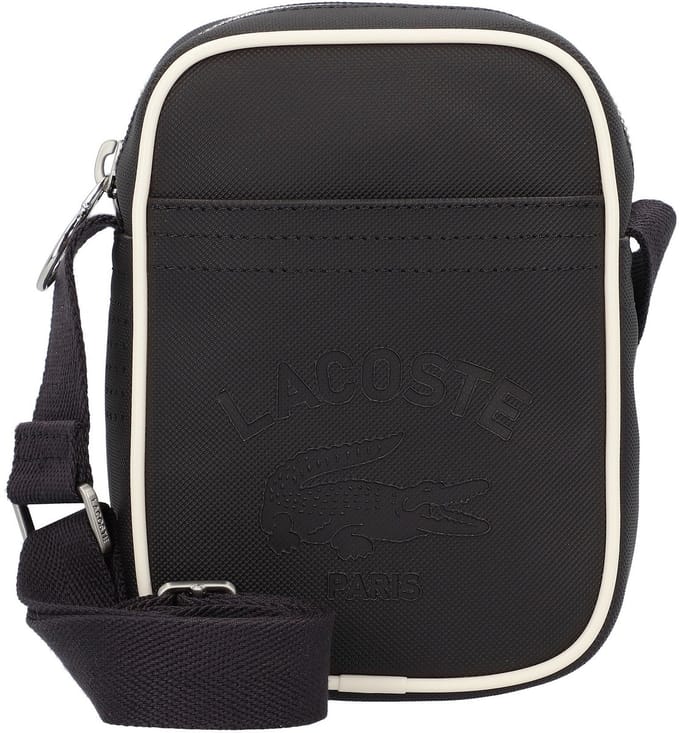 LACOSTE Schoudertas Vertical Crossover Bag Abimes Farine Zwart