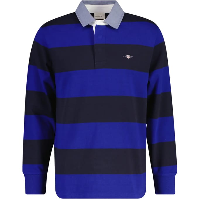 Gant Trui Chambray Stripe Heavy Rugger Twill Collar Blauw / male