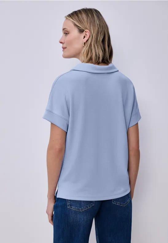 Poloshirt met korte mouwen en geribd detail