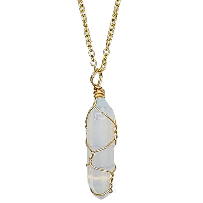 Rhylane - Opaliet Steen Hanger - Goudkleurige Ketting - 45 + 5 cm