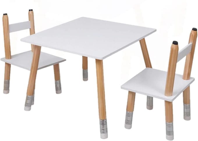 Kindertafel met stoelen - Kinderzitjes set - Spelen en knutselen - MDF en grenen