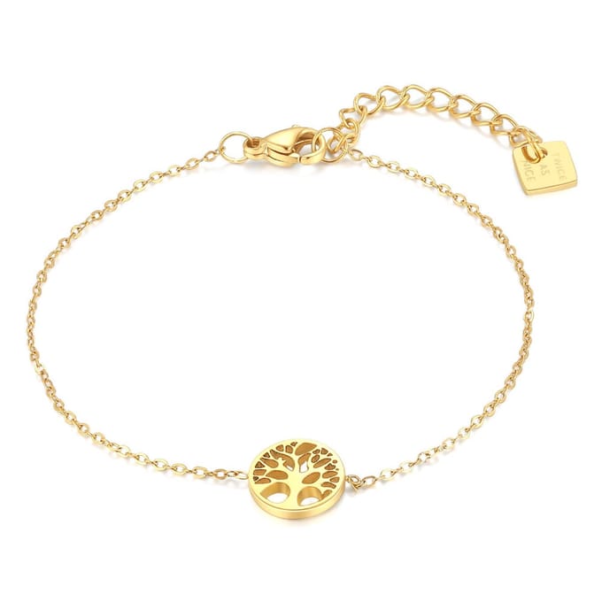 Twice As Nice Armband in goudkleurig edelstaal, levensboom 16cm+3cm