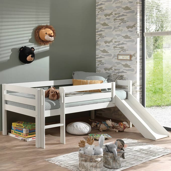Dream Tree Halfhoogslaper 90 x 200 cm met Glijbaan Fauna Wit