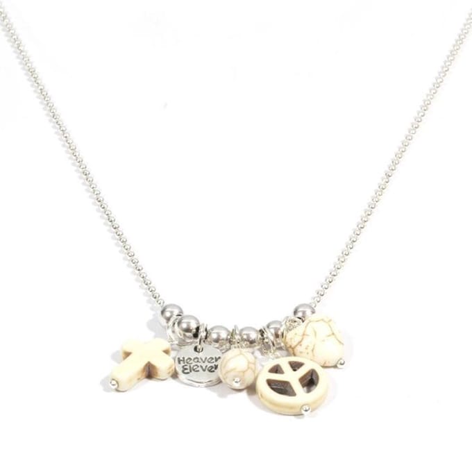 Heaven Eleven dames Ketting ballchain - wishbone-wit kruisje - peace