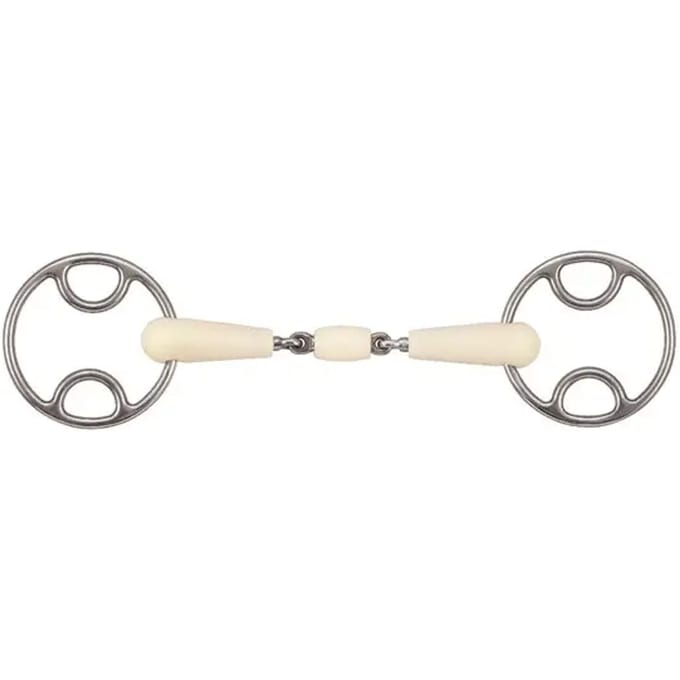 2-rings paardenbit met dubbele gesp + roller Soyo Happy mouth