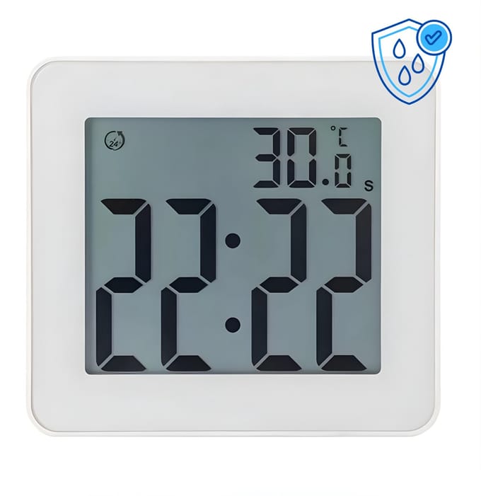 Teedz Douchetimer - Douchewekker - Digitale waterdichte timer - Douche klok - Showertimer - Temperatuurmeter – Digitale Badkamer Klok met Zuignap – Keuken & Douche