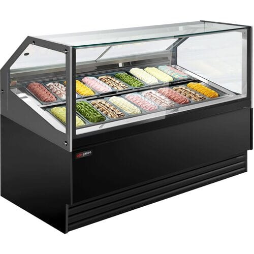GGM Gastro Eistheke THEO - 1736mm - Umluft - für 18x 5 Liter Eisbehälter - Schwarz