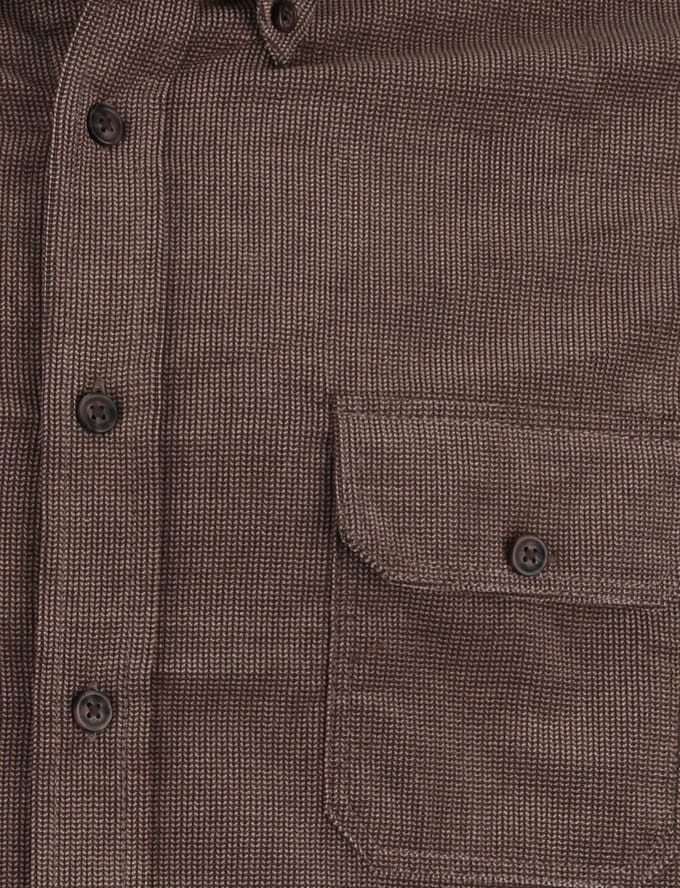 CASA MODA Sport casual fit overhemd - ribfluweel - bruin