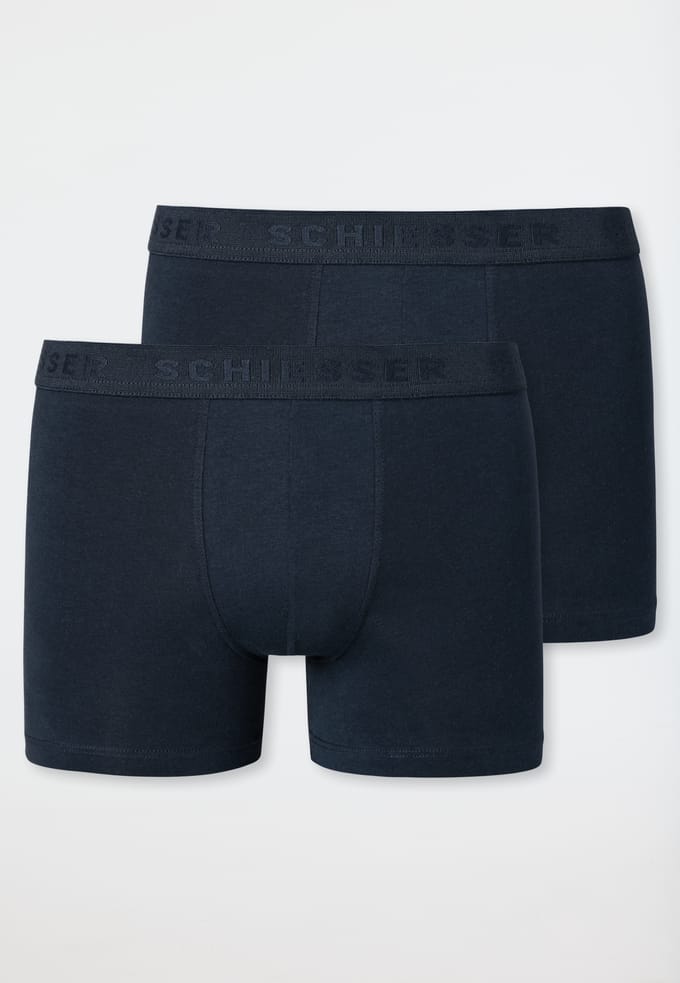 Short set van 2 met geweven elastische tailleband, nachtblauw - 95/5 152