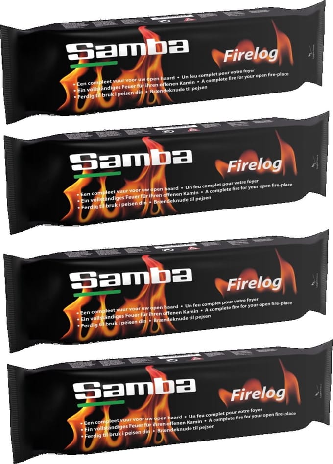 Samba Firelog - Haardblok - Paraffine - 1,1 kg. - 4 stuks